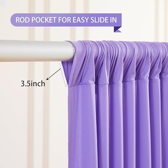Lavender Backdrop Curtains 4 Panels - Wrinkle-Free Polyester Photography Drapes for Baby Shower & Party Background Backdrop Stand - 16 X10FT
