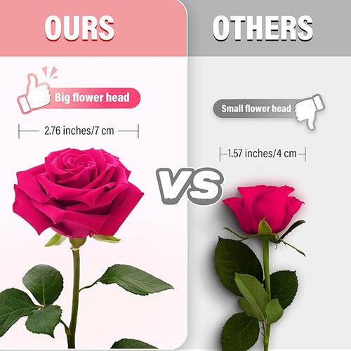 20PCS Artificial Roses with Long Stems - Realistic Silk Flowers, Fake Roses Real Touch Bouquet Roses for Home Decor, Bridal Wedding Table Centerpieces, Faux Rose Flowers (Hot Pink)