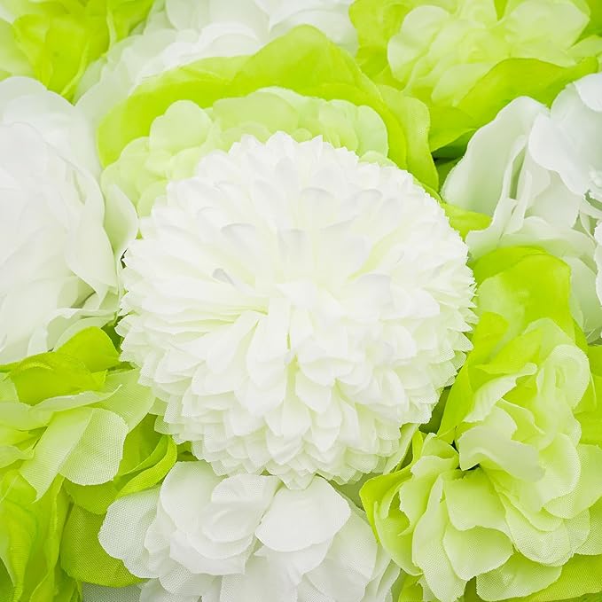 12Pcs Artificial Flower Wall Panel 3D Floral Backdrop Wall 15" X 15" Flower Wall Decor Flower Wall Backdrop Faux Flower Panel for Party Home Background Decor, Green
