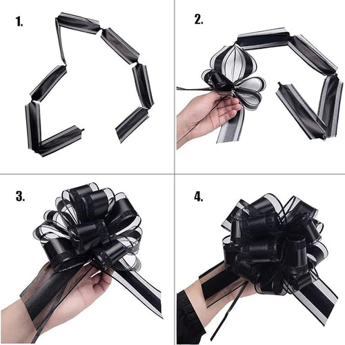 12 Pieces Pull Bow Wrapping Pull Bow Ribbon Pull Bows for Wedding Baskets,6 Inches Diameter Gift Bows, Large Bows for Presents. (Wine red)