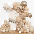 Amandir 153pcs White Sand Balloon Arch Garland Kit, Different Sizes 18 12 10 5 inch Beige Nude Neutral Metallic Champagne Gold Confetti Balloons for Boho Bridal Baby Shower Birthday Party Decorations
