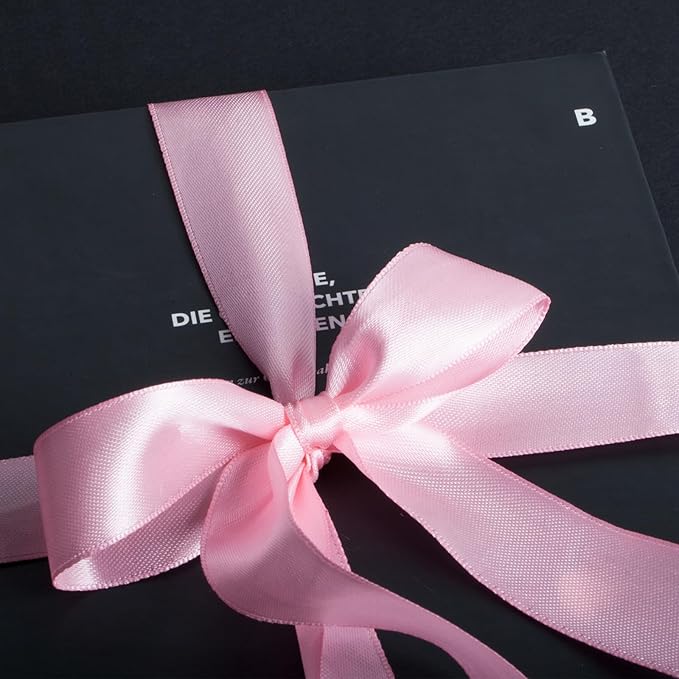 Pink Satin Ribbon 3/5 inch x Continuous 55 Yards Light Pink Ribbons for Crafts Gift Wrapping Bow Wedding Decoration, Pink Ribbon for Flower Bouquet Christmas Halloween Party