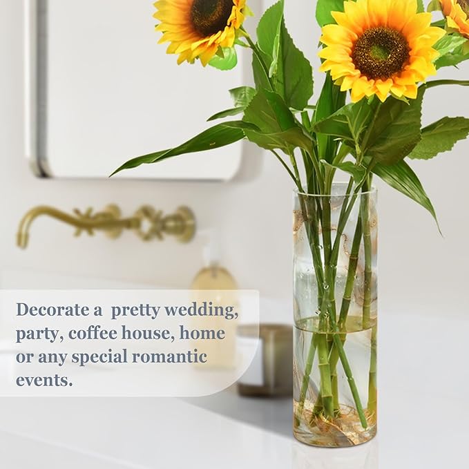 ALAZA White Gold Marble Pattern Flower Vases for Home Decor Kitchen Bedroom Living Room Bathroom Office Table Decorations