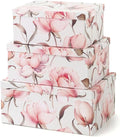 Soul & Lane Decorative Cardboard Storage Boxes with Lids for Home Decor and Organization, Set of 3 Large Keepsake Boxes for Memories & Gifts, Nesting Floral Photo Storage Containers, Peonies Paradise