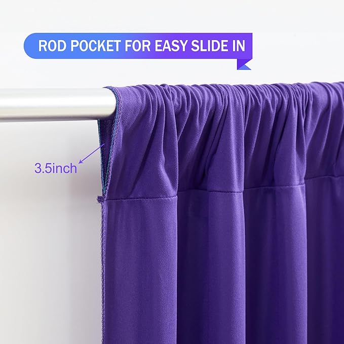 Purple Backdrop Curtains 2 Panels-Wrinkle-Free Purple Curtains Polyester Photography Drapes for Baby Shower Birthday Party Photo Background Backdrop Stand- 8 X10FT