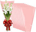 XABMU Pink Flower Bouquet Bags - 50 Pack Pink & Clear Floral Wrapping Sleeves for Wedding, Graduation, Mother’s Day Gifting & Florist Supplies