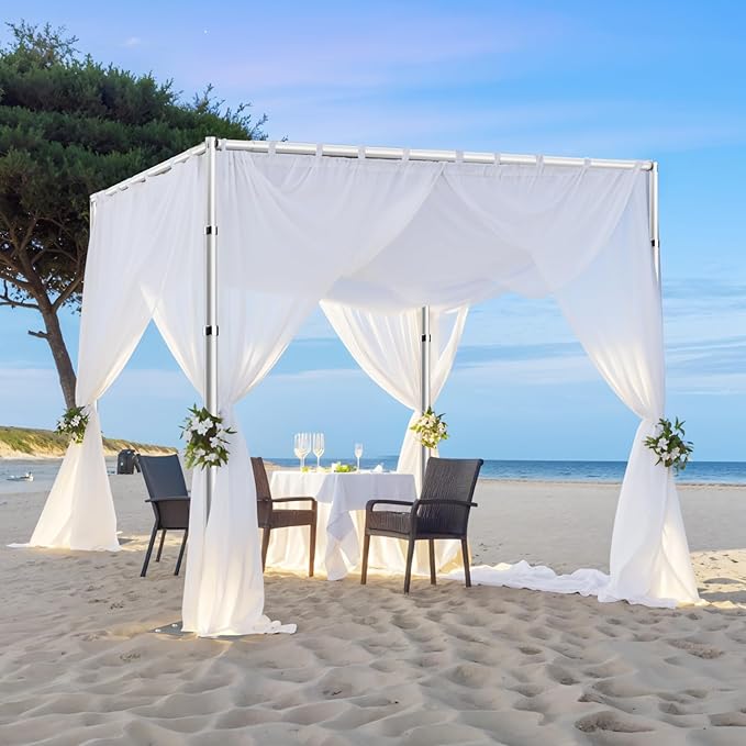 EMART 10ft Square Backdrop Stand Heavy Duty, Pipe and Drape Photo Background Support Kit, Adjustable Metal Frame with Flat Base for Wedding Birthday Party Decorations