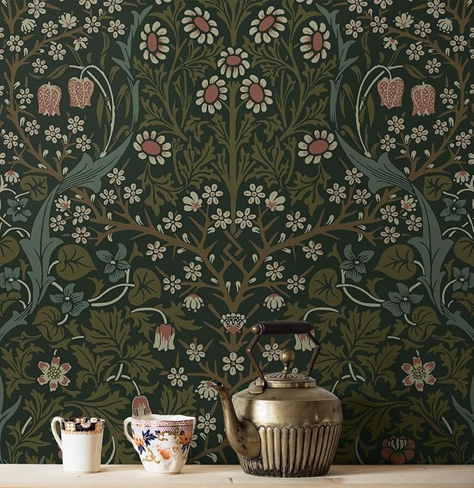 NextWall Seabrook Designs Victorian Garden Floral Vintage Prepasted Wallpaper (Greenery)
