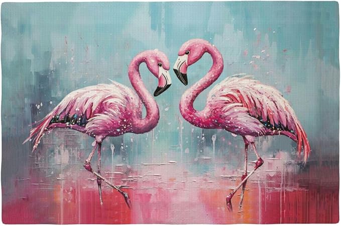 Pink Flamingo Placemats Set of 6 Washable Table Mats Modern Tropical Heat-Resistant Cotton Linen Place Mats for Dining Table Kitchen Indoor Outdoor Party Holiday Decor