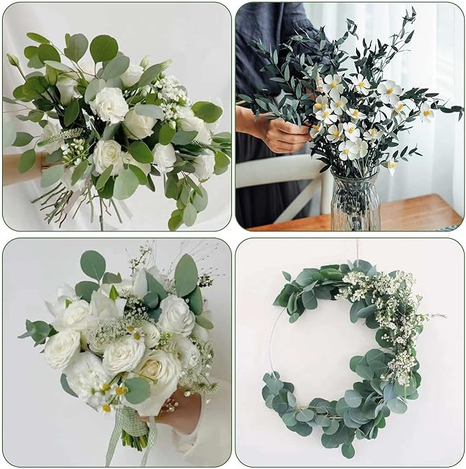Dried Eucalyptus Leaves Preserved Greenery Stems, 8-14 PCS Eucalyptus Garland Branches, 4 OZ Blue Leaves Plant Bundle for Wedding Wreath Party Home Decor Vase Filler