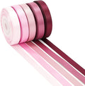 HUIHUANG Pink Ribbon Pack Satin Ribbon Assortment 5 Colors Double Face Valentine's Day Ribbon for Gift Wrapping Wedding Decor Baby Shower Decor, 3/8" X 10 Yard Each Total 50 Yds Per Package
