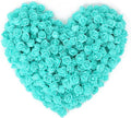 500pcs Foam Flowers Bulk Heads, Aqua Green Artificial Flower Mini Foam Rose for Crafts Wedding Bouquets Baby Shower Centerpieces Floral Arrangements Party Table Home Decorations(Aqua Green)