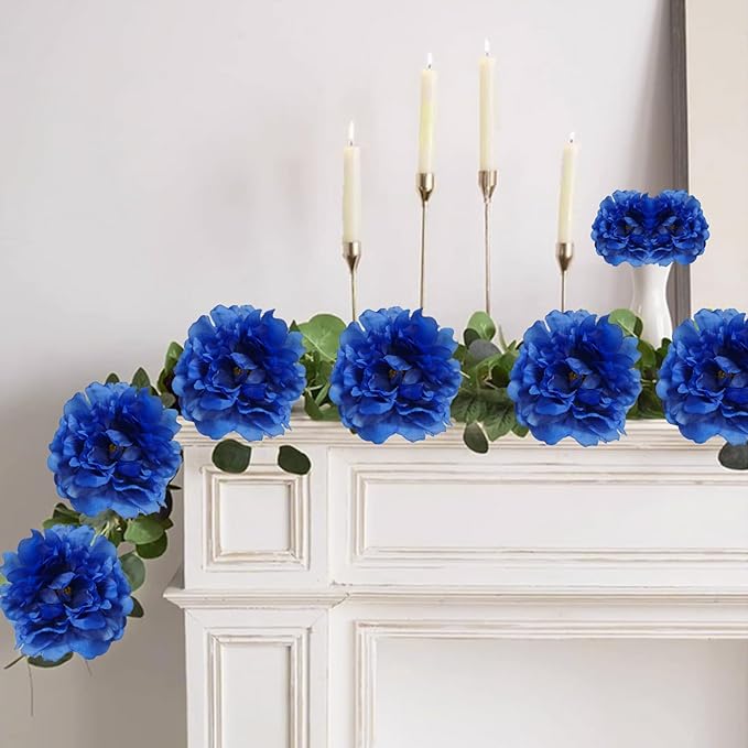 20pcs 5" Artificial Flower Peonies, Silk Peonies with 6" Stems, Flowers Suitable for Wedding Bouquets, Home Party Decoration (Dark Blue)