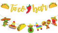 Fiesta Taco Bar Banner Garland 2 set Mexican Fiesta Party Banner with Cactus Donkey Maraca Sombrero Taco Pepper for Mexican Cinco de Mayo Fiestas Theme Party Supplies