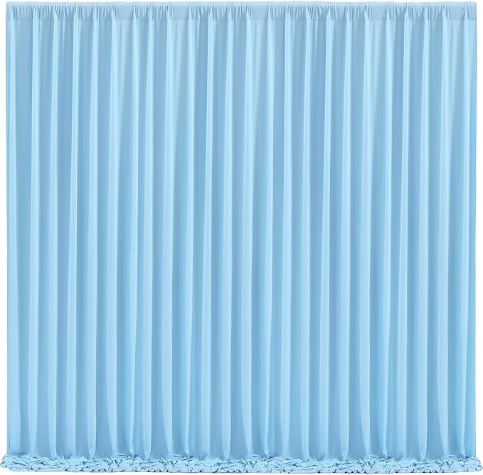 Blue Backdrop Curtains 10 Panels - Wrinkle-Free Light Blue Curtains Polyester Photography Drapes Photo Background for Baby Shower Birthday Party Decorations- 40 X10FT