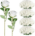 200 Pack Artificial Silk Roses Flowers - Milky White Fake Flowers for Wedding Decor, 3.7in(7cm) Silk-Like Velvet Flower Heads with 50cm Long Stems, Home Centerpieces, Bridal Shower (200, Milky White)