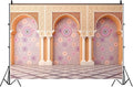 Yeele 10x6.5ft Bohemia Palace Backdrop Boho Style Pink Floral Wall Plaid Floor Dreamy Villa Inside Photography Background for Wedding Bridal Shower Girl Birthday Party Decor Portrait Photo Shoot Prop