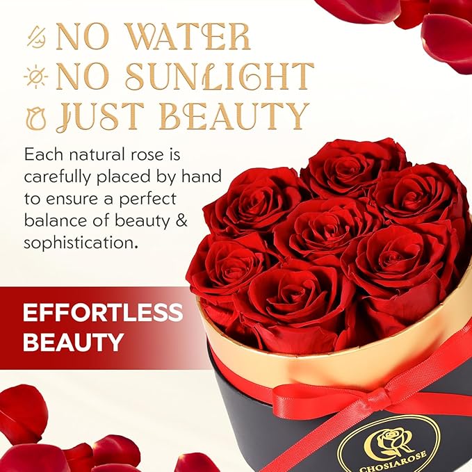 7 Roses Flowers for Delivery - Forever Preserved Flowers in Box for Delivery Preserved Roses Gifts Anniversary Birthday Gifts for Women Mom Wife Her Mothers Forever Flower Gift for Grandma