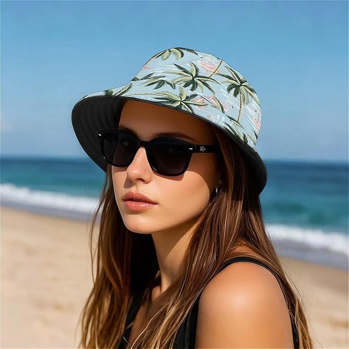 Bucket Hat for Women Men Unisex Sun Cap Packable Outdoor Fisherman Hat Headwear,Reversible Double-Side-Wear