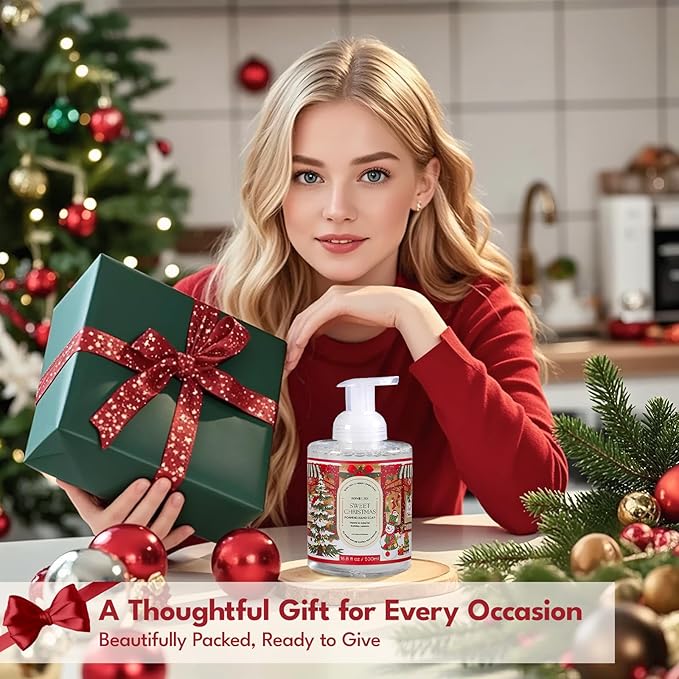 ROMIIE ZOI Christmas Foaming Hand Soap with Gift Box- Sweet Christmas, Infused with Sweet Pine - 500ml/ 16.8oz