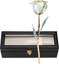 Forever Rose Hand-Dipped in 24K Gold, Opal-Inspired October Birthstone with Sparkles, Real Rose in Leather Case with LED Light – Perfect Ready to Gift for October Birthday or Any Occasion