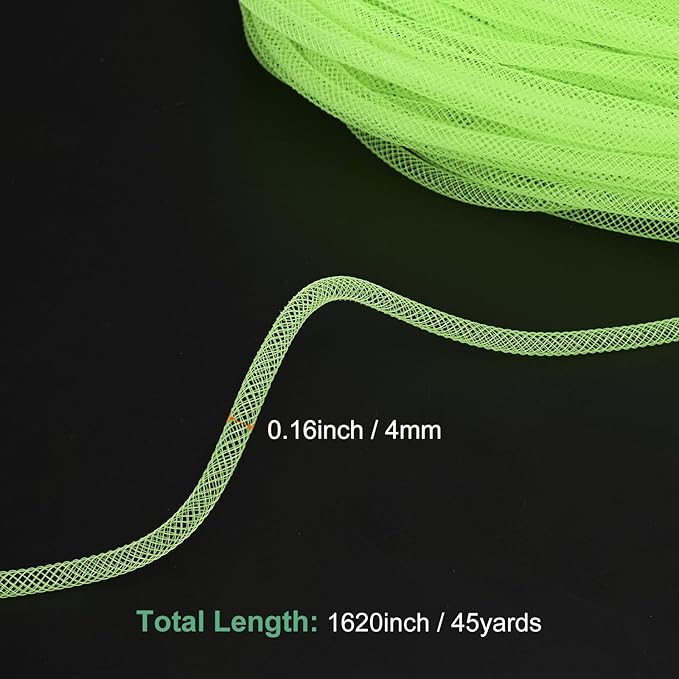 Mesh Tube Ribbon 45 Yards, 4mm Elastic Fabric Ribbons Mesh Tubing for Crafts/Gift Wrapping/Flower Bouquets/Wedding/Birthday/Holiday/Wreaths Christmas/Decoration[Light Green]