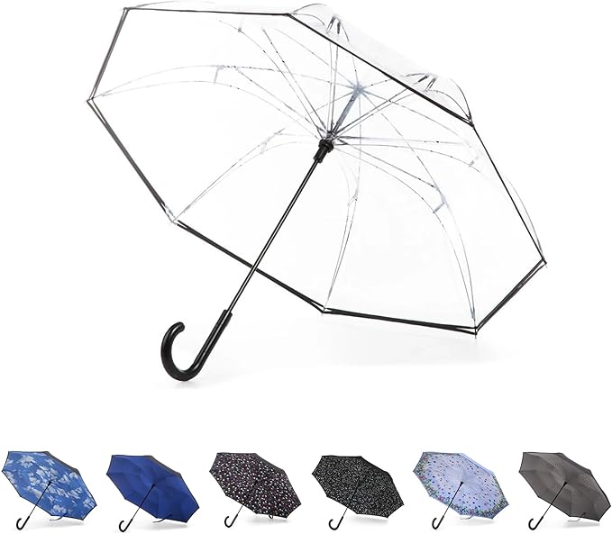 Totes InBrella - Reverse Close Umbrella with Invisible Water Repellent Coating - Auto Close, Inverted, Dripless, and Stormproof for Rainy Weather
