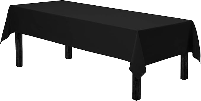Gee Di Moda Rectangle Tablecloth - 60 x 102 Inch | Black Rectangular Table Cloth for 6 Foot Table in Washable Polyester | Great for Buffet Table, Parties, Holiday Dinner, Wedding & Baby Shower