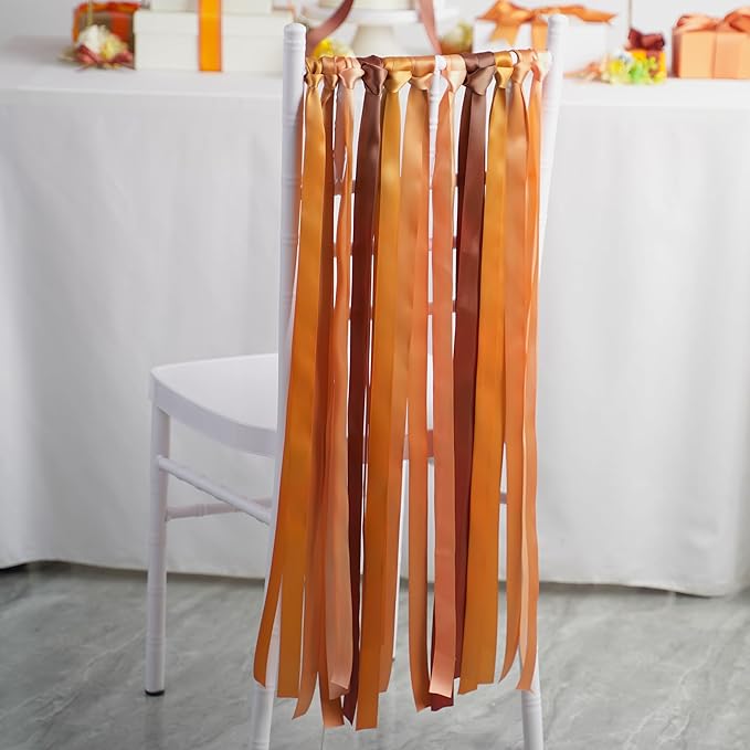 HUIHUANG Terracotta Ribbon 1 inch Orange Double-Faced Satin Ribbon Pack 6 Rolls, Silk Satin Ribbons for Fall Wedding Flower Bouquet Wrap Hair Bows Making Gift Wrapping and Crafts- Total 30 Yards