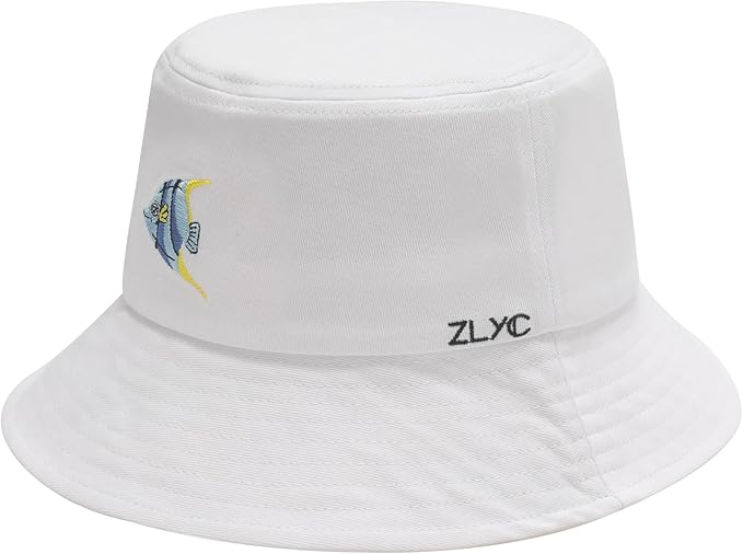ZLYC Unisex Fashion Embroidered Bucket Hat Summer Fisherman Cap for Men Women