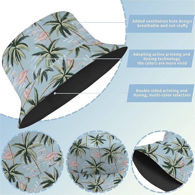 Bucket Hat for Women Men Unisex Sun Cap Packable Outdoor Fisherman Hat Headwear,Reversible Double-Side-Wear