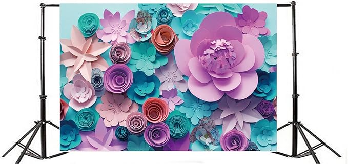 AOFOTO 5x3ft Handmade Paper Flower Backdrop Birthday Party Decoration Photography Background Baby Shower Kid Girl Newborn Artistic Portrait Activity Banner Photo Shoot Studio Props Vinyl Wallpaper