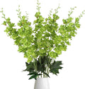 8PCS Long Stem Green Delphinium Artificial Flowers 33.5'' Fake Larkspur Flowers Faux Flower Stems for Tall Vase Home Wedding Garden Table Decor(Green)