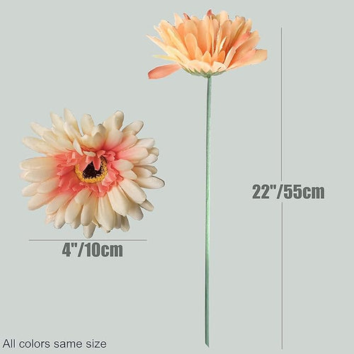 12pcs Artificial Gerbera Daisies,22 Inch Long Stem Silk Daisy Flowers,Realistic Artificial Flower Mums for Home Décor Centerpiece Wreath Supplies Wedding Bouquet,Princess Peach
