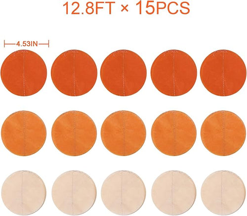 192 Ft Orange Party Decorations Ombre Orange Big Circle Dots Backdrop Streamer Tissue Paper Polka Dots Hanging Garland for Birthday Engagement Wedding Fall Autumn Harvest Thanksgiving Party Supplies