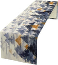 Watercolor Blue Pine Trees Table Runner, Forest Woodland Tabletop Scarf Home Kitchen Holiday Decor, Seasonal Farmhouse Rustic Dining Decorations Party Supply 13 X 108 Inch