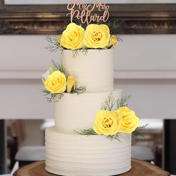 30PCS Yellow Glitter Roses Artificial Flowers Fake Roses with Stems for Wedding Bouquet Party Christmas Home Decor(Yellow)