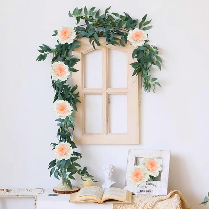 20pcs 5" Artificial Flower Peonies, Silk Peonies with 6" Stems, Flowers Suitable for Wedding Bouquets, Home Party Decoration (Champagne)