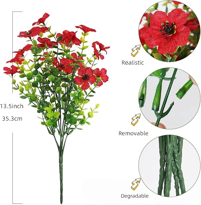 Artificial Flowers for Outdoors - UV Resistant & Fade-Resistant Fake Flowers, 10 Bundles Waterproof Faux Flowers for Garden, Yard, Patio, Wedding & Home Decor 10 Mixed Bundles