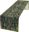 William Morris Floral Table Runner, Vintage Green Botanical Printed Table Runner for Home Kitchen Dining Table Decoration,13x90 Inch