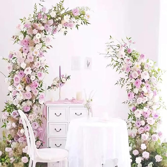 2pcs Large Wedding Arch with Base Flower Stand Arch Bracket Stand Backdrop Stand for Wedding Party Elegant Decorations & Garden Climbing Plants Vines,8.2&6.9 FT-White