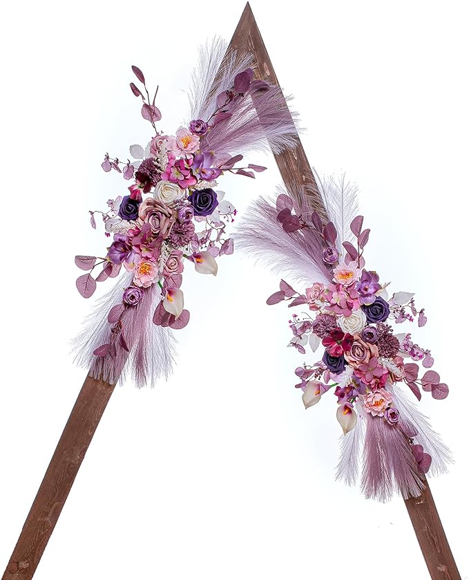 Wedding Arch Flowers, Artificial Flowers for Decoration, Large Flower Swag for Boho Styles Wedding Ceremony Floral Decor - Pack of 2