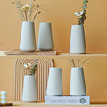 Modern White Small Ceramic Vase Set of 6 for Living Room Bedroom 5.9'' Minimalist Fresh Flower Vases for Home Decor Office Fireplace Centerpieces Nordic Style Gift for Fake Plant 6 Pack