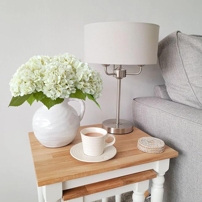 White Flowers Hydrangea Artificial Flowers, 4Pcs 20" Real Touch Lifelike Faux Silk Flowers, Full Fake Artificial Hydrangeas with Stems for Bouquet Table Centerpieces Spring Home Decoration
