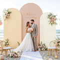 Boho Arch Backdrop Cover 7.2FT 6.6FT 6FT Stretchy Wedding Arch Covers Set of 3 Spandex Fitted Nude Champagne Cream Fabric Backdrop Cover for Party Baby Shower Birthday Decoration