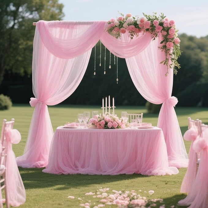 Dusty Pink Tulle Mesh Ribbon 6 Inch x 100 Yards(300ft) Netting Spool Fabric Ribbon Ideal for Tutu Skirt Art Gift Wrapping Flower Bouquet Crafts Weddings Floral Arrangements