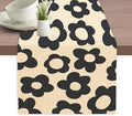 Abstract Black Flower Table Runners 70 inches Long Table Runner Elegant Linen Dresser Scarfs Farmhouse Tablerunner for Wedding/Coffee/Dining Table/Party Home Decor