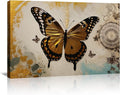 KPLUNDO Butterfly Wall Art Abstract Flower Picture Gray Gold Poster Vintage Painting Modern Artwork Home Decor for Living Room Bedroom Office Wall Decoration Ready to Hang(Art-3,12.00x18.00 inch)