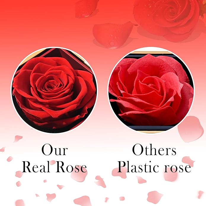 ‌TINGKU Eternal Real Rose Gift Box for Women, Preserved Rose with Customized Name Engraved Heart Necklace, Personalized Romantic Gift for Wife, Girlfriend, Mom, Mother's Day Love Keepsake