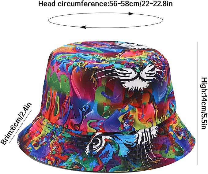 XYIYI Cute Bucket Hat Beach Fisherman Hats for Women, Reversible Double-Side-Wear